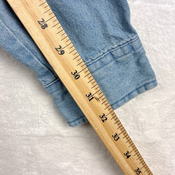 Wrangler Mens XXL Blue Heavy Thick Denim Pearl Snap Western Cowboy Rodeo Shirt - Picture 9 of 9